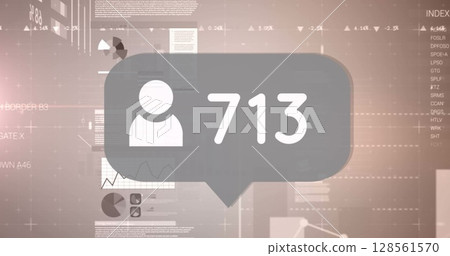 Image of icons over statistics 128561570