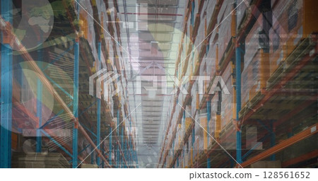 Image of financial data processing over warehouse 128561652