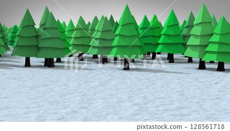 Image of fir trees in winter landscape Image of fir trees in winter landscape 128561718