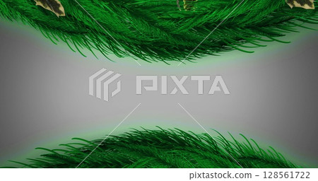 Image of fir trees branches over white background Image of fir trees branches over white background 128561722
