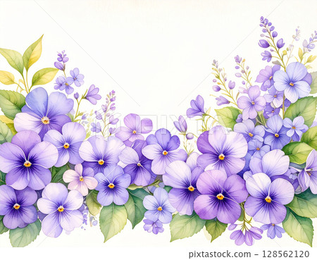 三色堇花畫水彩 128562120