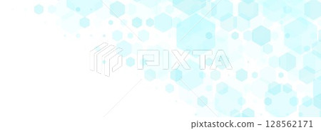 Healthcare abstract hexagon background. Light blue medical wallpaper template. Clean geometric backdrop for clinic banner, innovation concept, science banner, medicine business poster. Vector Healthcare abstract hexagon background. Light blue medical wallpaper template. Clean geometric backdrop for clinic banner, innovation concept, science banner, medicine business poster. Vector 128562171