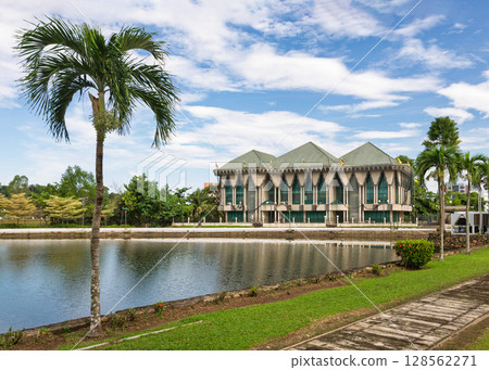 Department of Mosque Affairs building with pond and palm trees, Bandar Seri Begawan, Brunei Department of Mosque Affairs building with pond and palm trees, Bandar Seri Begawan, Brunei 128562271