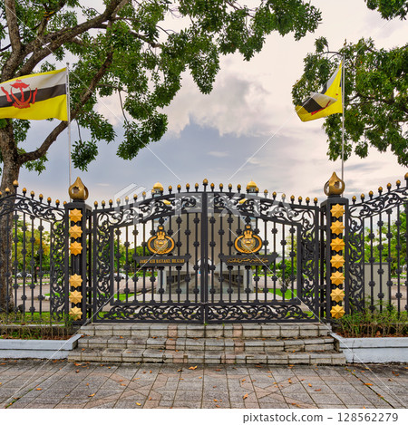 Jame' Asr Hassanil Bolkiah Mosque, ornate side entrance gate, Bandar Seri Begawan, Brunei Darussalam Jame' Asr Hassanil Bolkiah Mosque, ornate side entrance gate, Bandar Seri Begawan, Brunei Darussalam 128562279