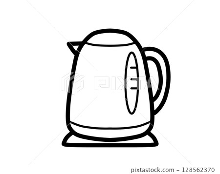 Simple electric kettle icon (black) 128562370