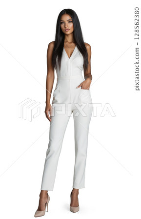 A White female entrepreneur, standing with authority, her posture strong and confident, symbolizing the clarity, strategic thinking, and determination that 128562380