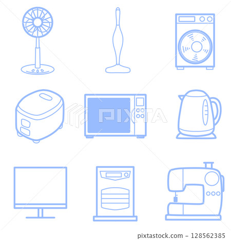 Simple home appliance icon set 2 (blue) Simple home appliance icon set 2 (blue) 128562385
