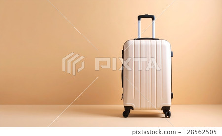suitcase next to a wall-mounted 128562505