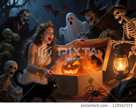 The gift is a Jack-o'-Lantern 128562555