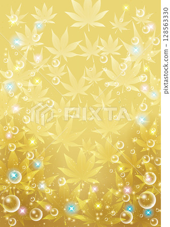 Autumn leaves underwater show, background, glitter, cute, gold, illustration, autumn, vertical 128563330
