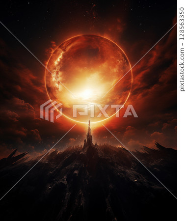 Solar eclipse and eclipse, natural phenomena 128563350