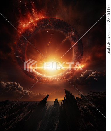Solar eclipse and eclipse, natural phenomena 128563353