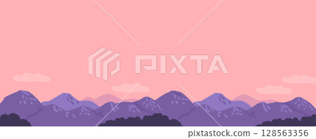 Hand drawn illustration of mountains at sunset Hand drawn illustration of mountains at sunset 128563356