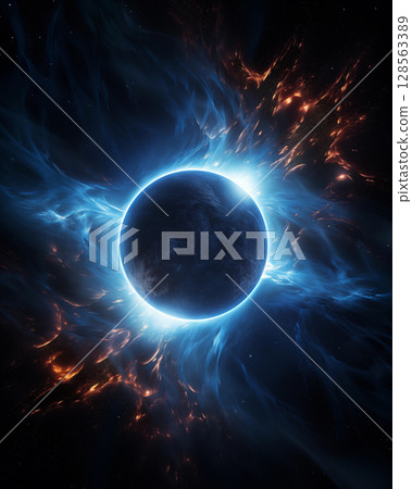 Solar eclipse image, blue ring tone 128563389