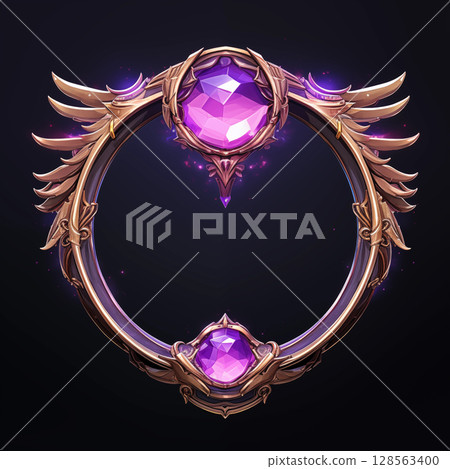 Purple circle frame, gaming style, purple tone 128563400