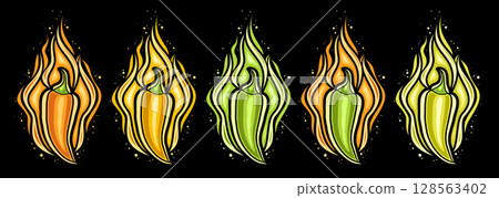 Vector Burning Spicy Peppers 128563402