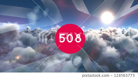 Image of counter over clouds and flag of united kingdom Image of counter over clouds and flag of united kingdom 128563773