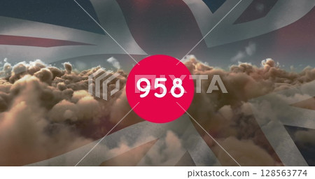 Image of counter over clouds and flag of united kingdom Image of counter over clouds and flag of united kingdom 128563774