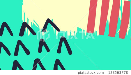 Image of shapes moving over blue background 128563778