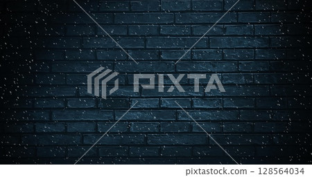 Image of snow falling over brick background Image of snow falling over brick background 128564034