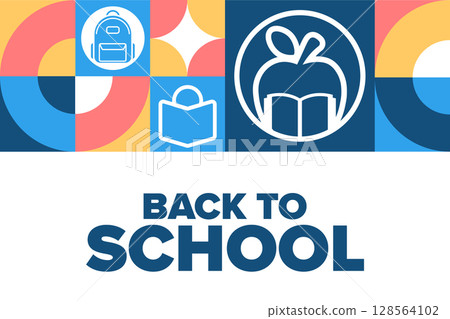 Back to School. Template for background, banner, card, poster with text. Vector EPS10 illustration. 128564102