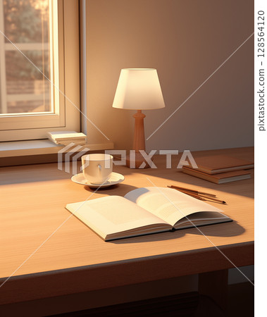 Work desk in warm colors 128564120