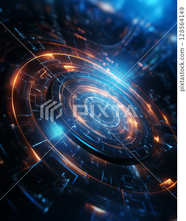high tech electronic circle background 128564149