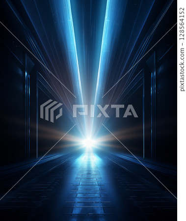 Background image of glowing lines  high technology  futuristic image  perspective perspective 128564152