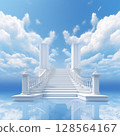 white staircase architecture Behind is the sky in the daytime 128564167