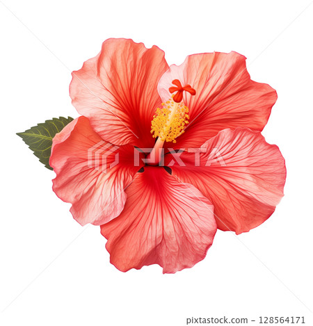 Red hibiscus flower on transparent background 128564171