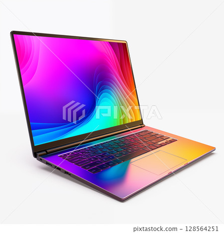 Beautiful colorful laptop on white background. 128564251