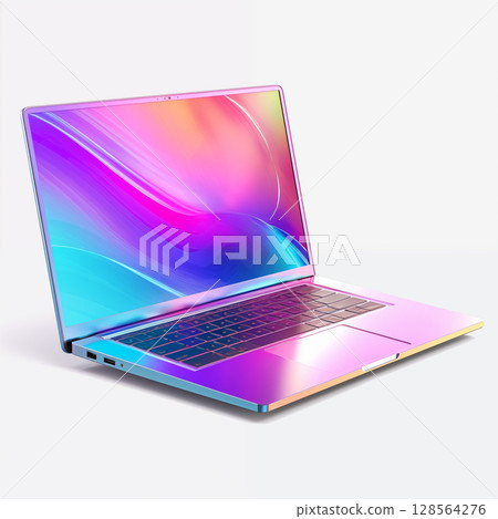 Beautiful colorful laptop on white background. 128564276