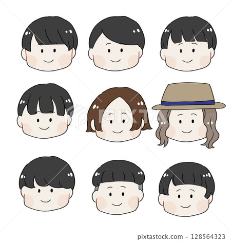 Cute boy icon illustration set 128564323