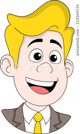 Cartoon Businessman Character with Yellow Hair and Suit Cartoon Businessman Character with Yellow Hair and Suit 128564334