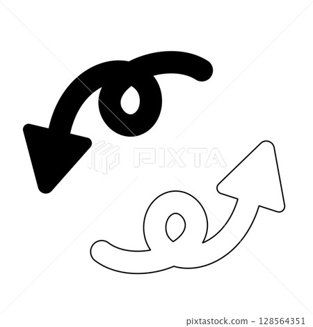 Solid and line arrow set | Useful for UI and guidance 128564351