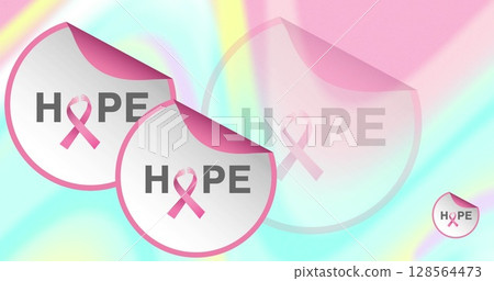 Image of breast cancer awareness texts on colourful background 128564473