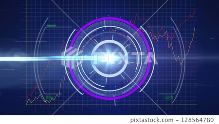 Image of compass and light on scientific graph 128564780