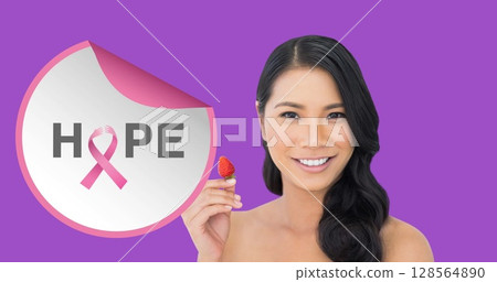 Image of hope text over smiling biracial woman on purple background Image of hope text over smiling biracial woman on purple background 128564890