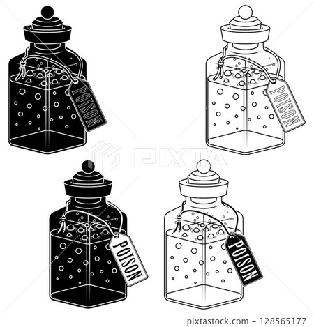 Glass bottle with magic potion Glass bottle with magic potion 128565177