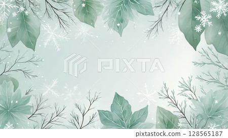 冬季植物裝飾的框架材料 | 用水彩優雅地完成 128565187