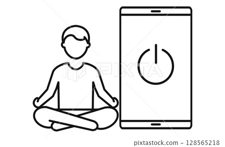Person undergoing digital detox and smartphone icon 128565218