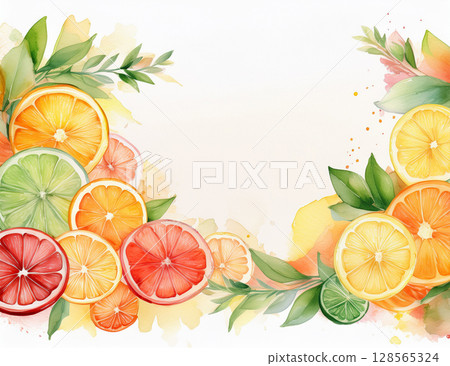 Hand-drawn illustration of a cross section of an orange or lemon 128565324
