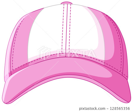Pink and White Baseball Cap Vector Illustration 128565356