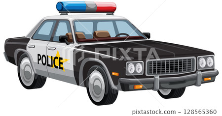 Classic Police Car Vector Illustration Classic Police Car Vector Illustration 128565360
