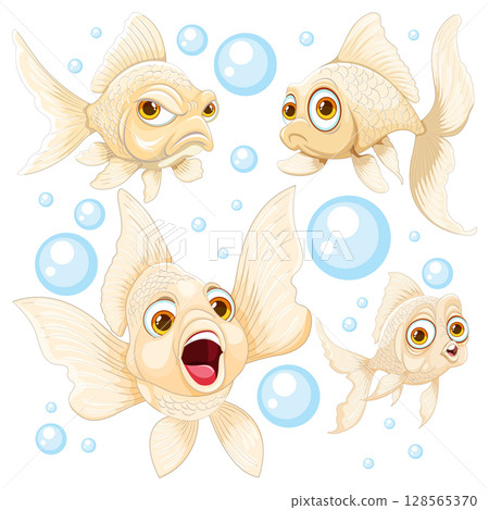 Expressive Goldfish with Bubbles Expressive Goldfish with Bubbles 128565370
