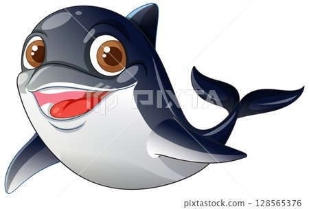 Happy Cartoon Dolphin Illustration 128565376
