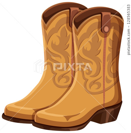 Stylized Cowboy Boots Vector Illustration Stylized Cowboy Boots Vector Illustration 128565383