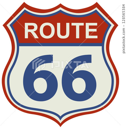 Classic Route 66 Highway Sign Illustration 128565384