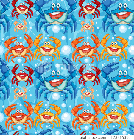 Colorful Cartoon Crabs in the Sea 128565393