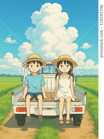 Two people enjoying the summer 128565396